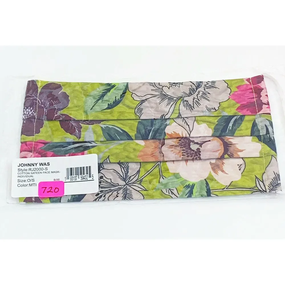 JOHNNY WAS Face Mask Designer Cotton Sateen Face Mask Face Covering